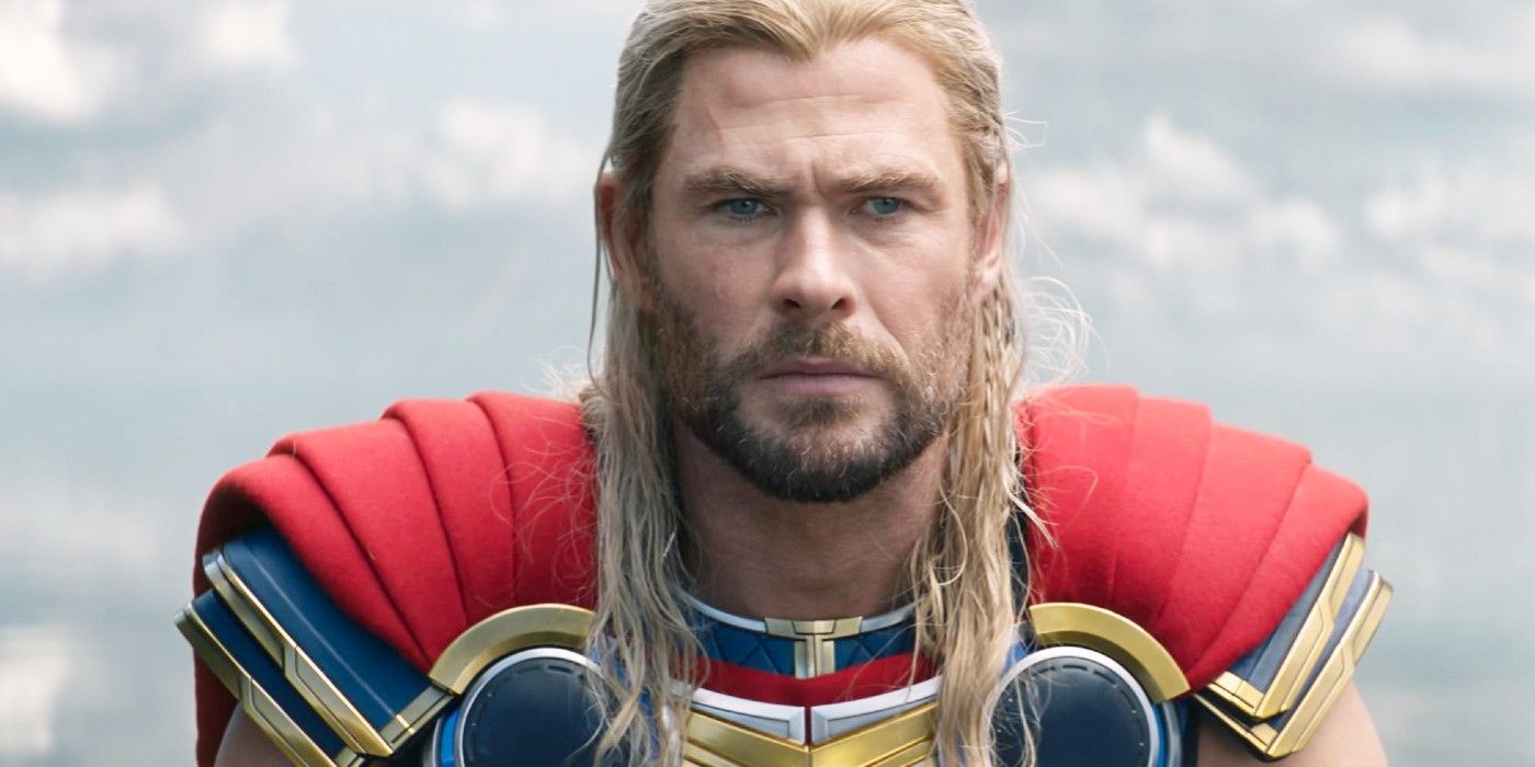 Thor looks stoic in full armor in Thor Love and Thunder