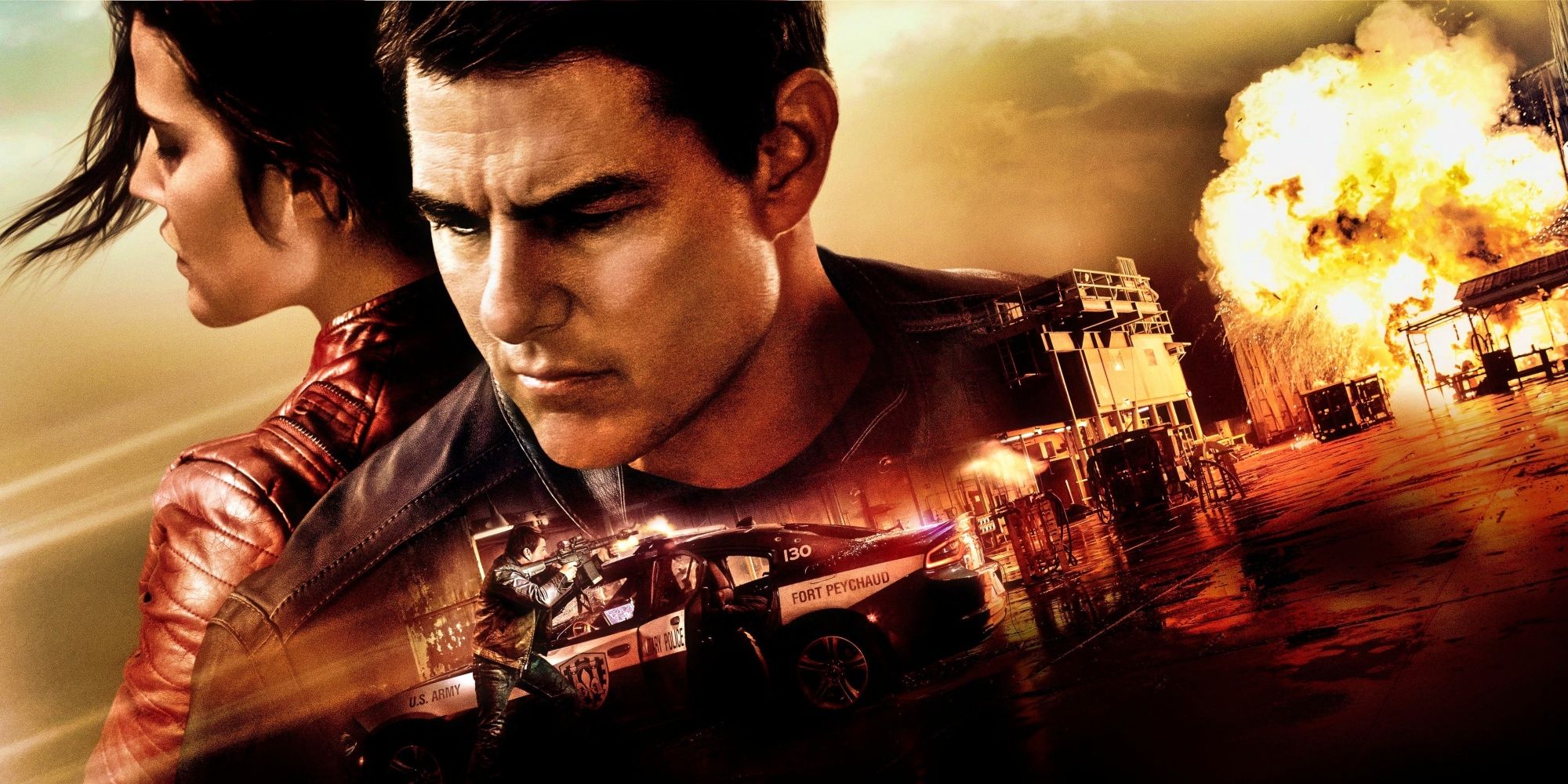 Tom Cruise as Reacher and Cobie Smulders as Turner on the poster of Jack Reacher_ Never Go Back
