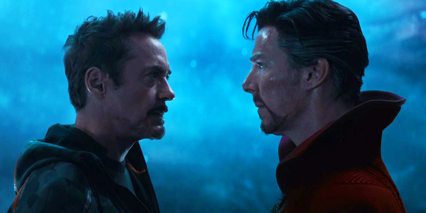 Tony Stark and Doctor Strange on the ship to Titan in Avengers Infinity War