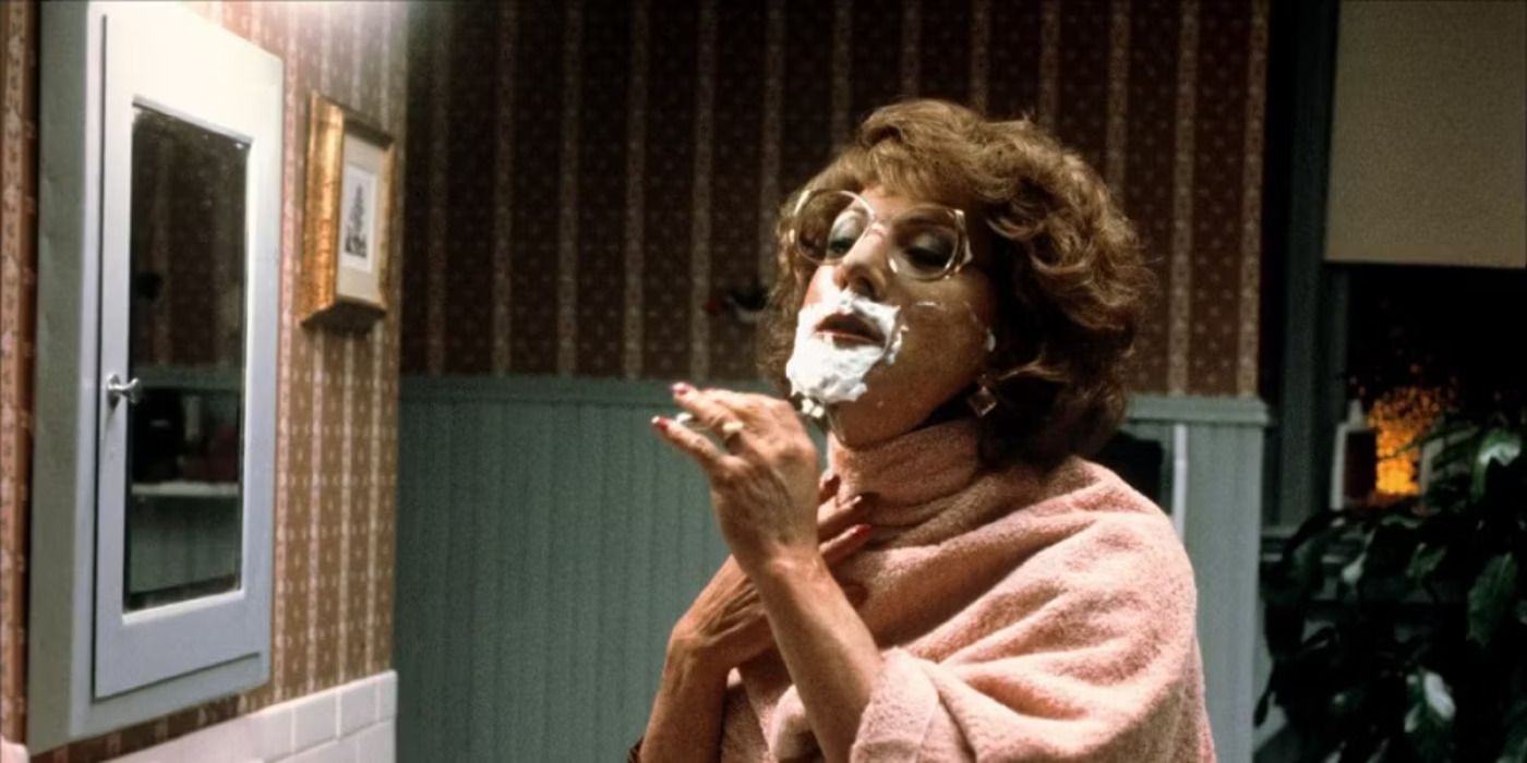 Dustin Hoffman as Michael as Dorothy shaving in Tootsie