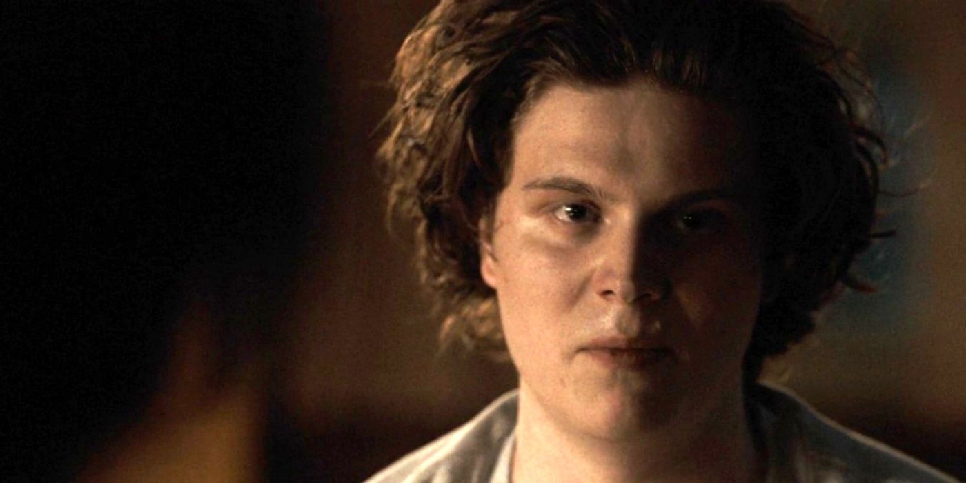 Matthew Nelson-Mahood as young Russell Shaw looking distraught in Tracker season 1, episode 1.