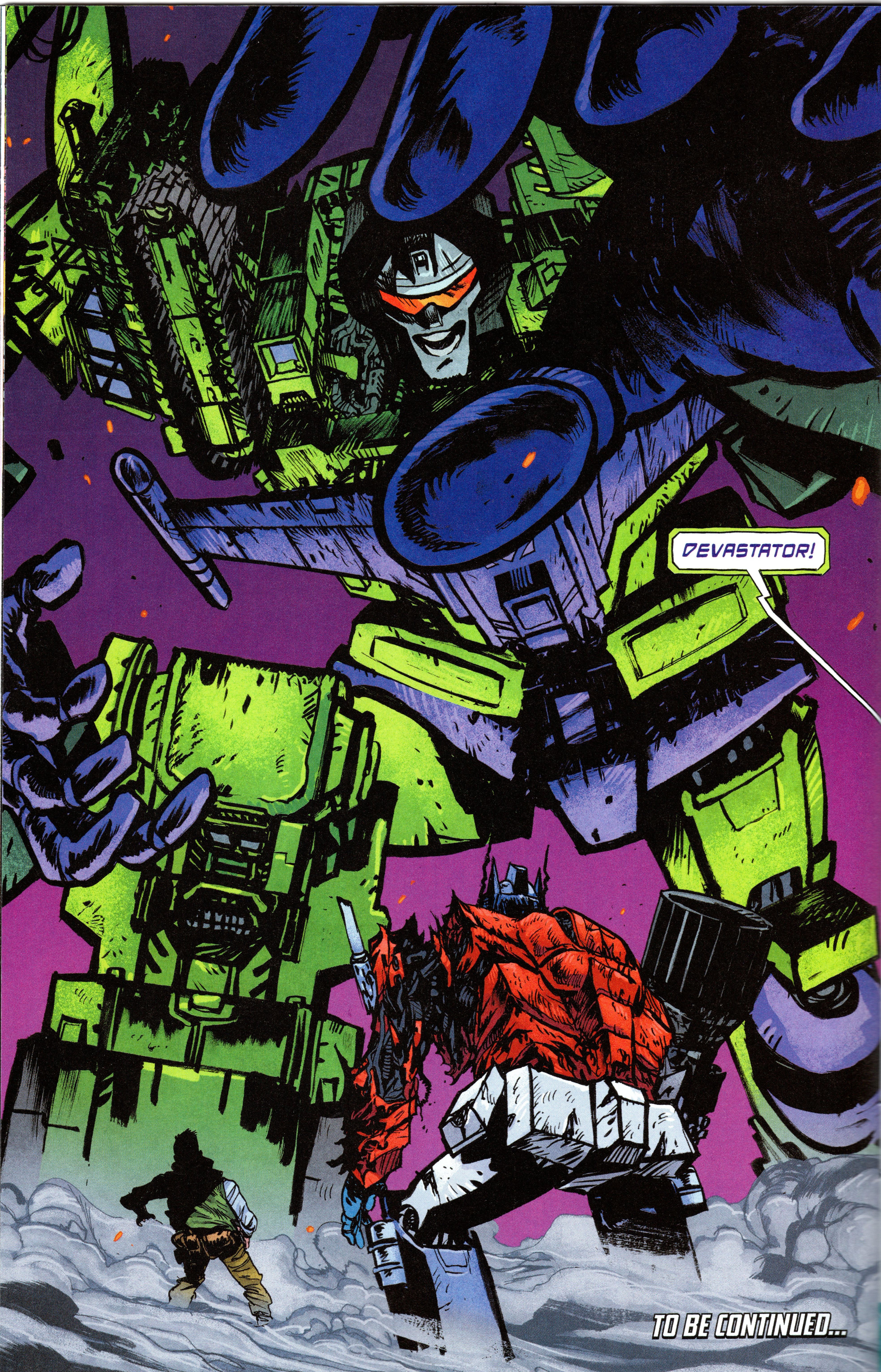 Transformers #5, Devastator eleva-se sobre Optimus Prime e os outros Autobots