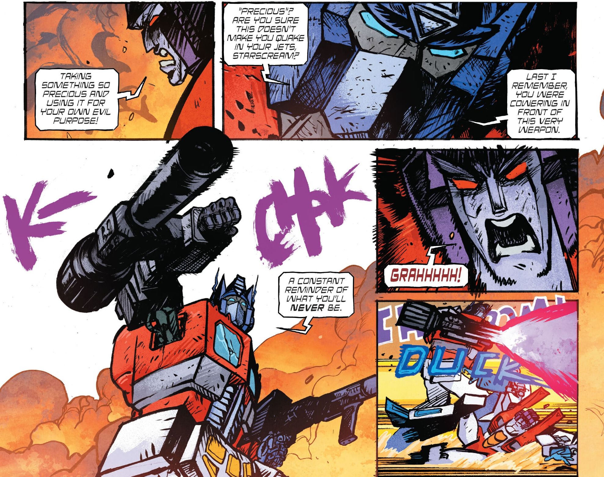 Transformers #5, Optimus Prime insults Starscream as a coward