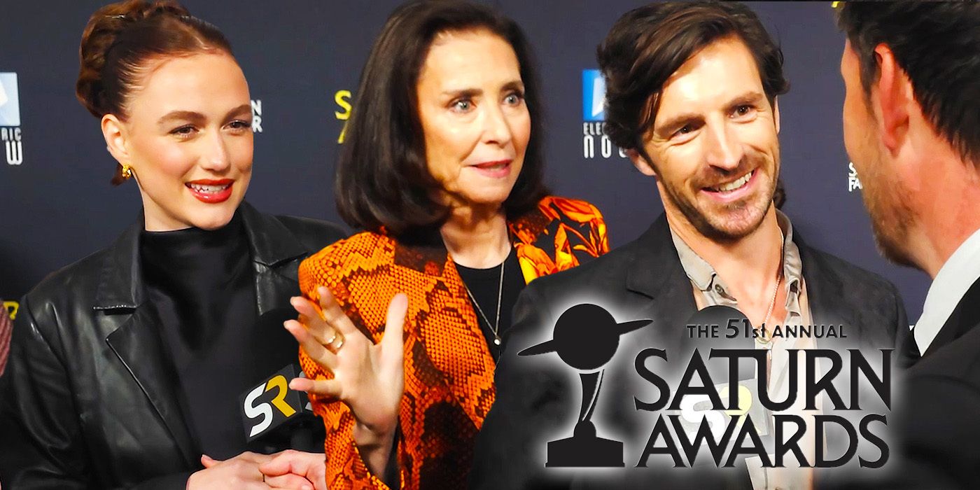 Edited image of Madison Lintz, Mimi Rogers & Eoin Macken on the Saturn Awards red carpet