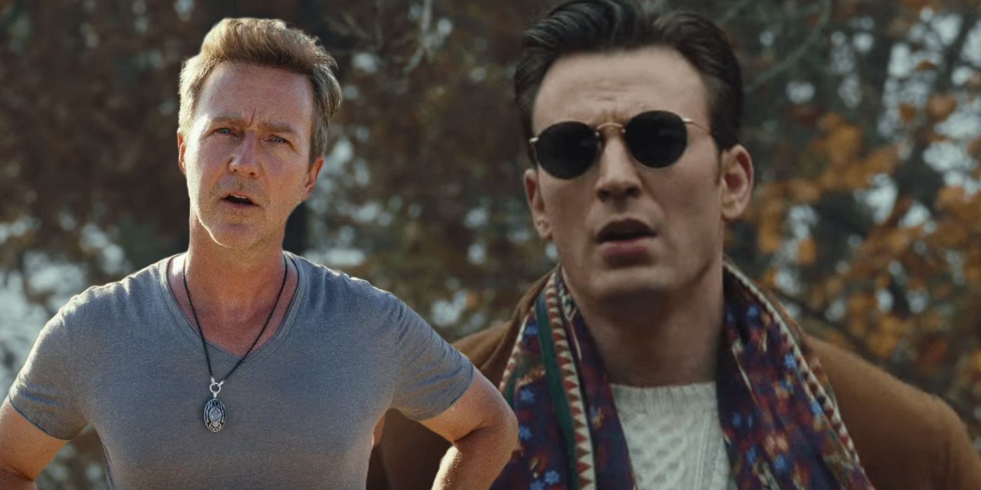 Chirs Evans as Ransom and Edward Norton as Miles in the Knives Out franchise