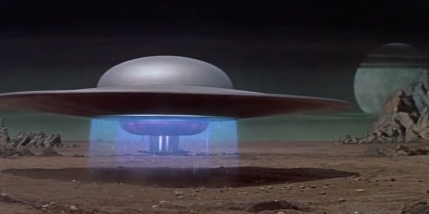 A glowing UFO from the 1956 film Forbidden Planet
