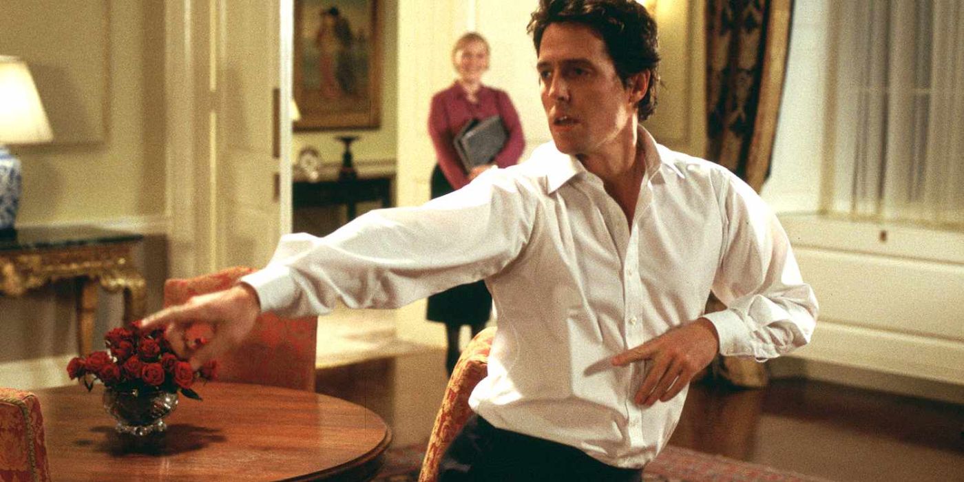 Prime Minister David (Hugh Grant) dancing in 10 Downing Street in Love Actually