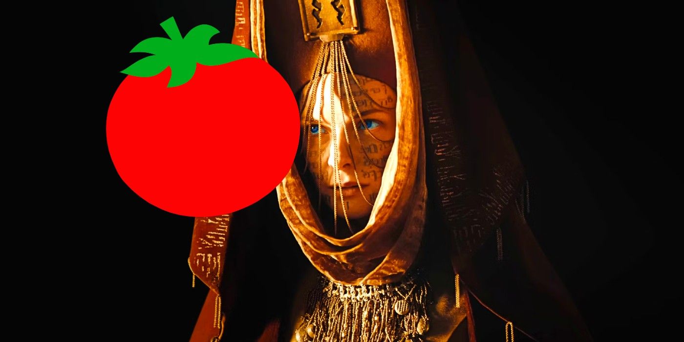 Lady Jessica in Dune 2 looking at a fresh ripe tomato