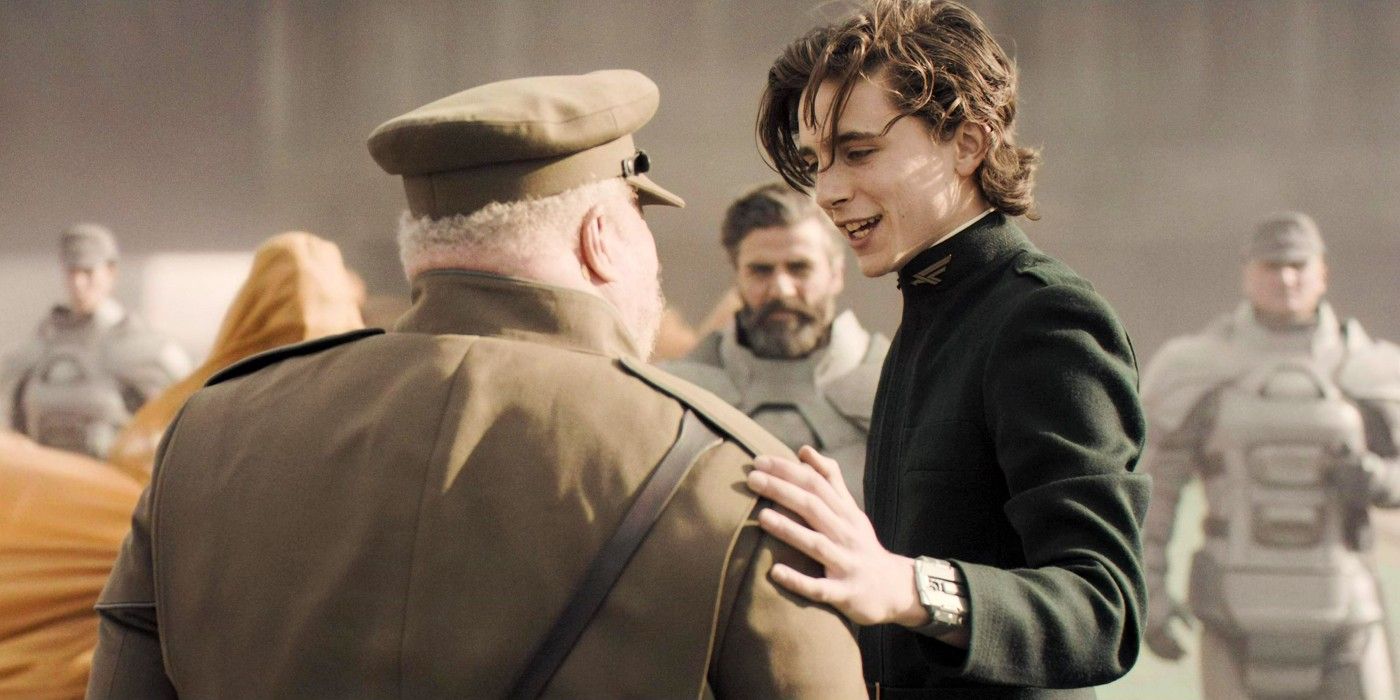Stephen McKinley Henderson as Thufir Hawat and Timothée Chalamet as Paul Atreides in Dune