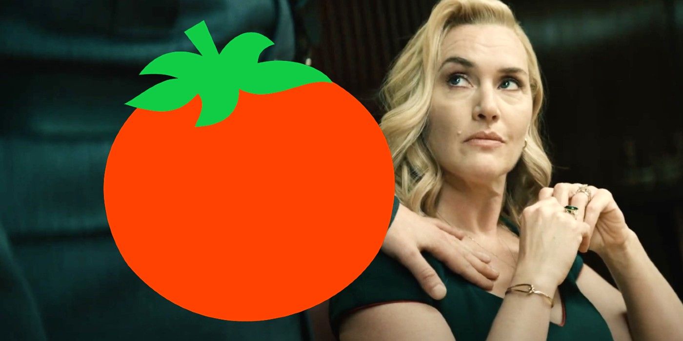 Kate Winslet in The Regime next to a fresh tomato