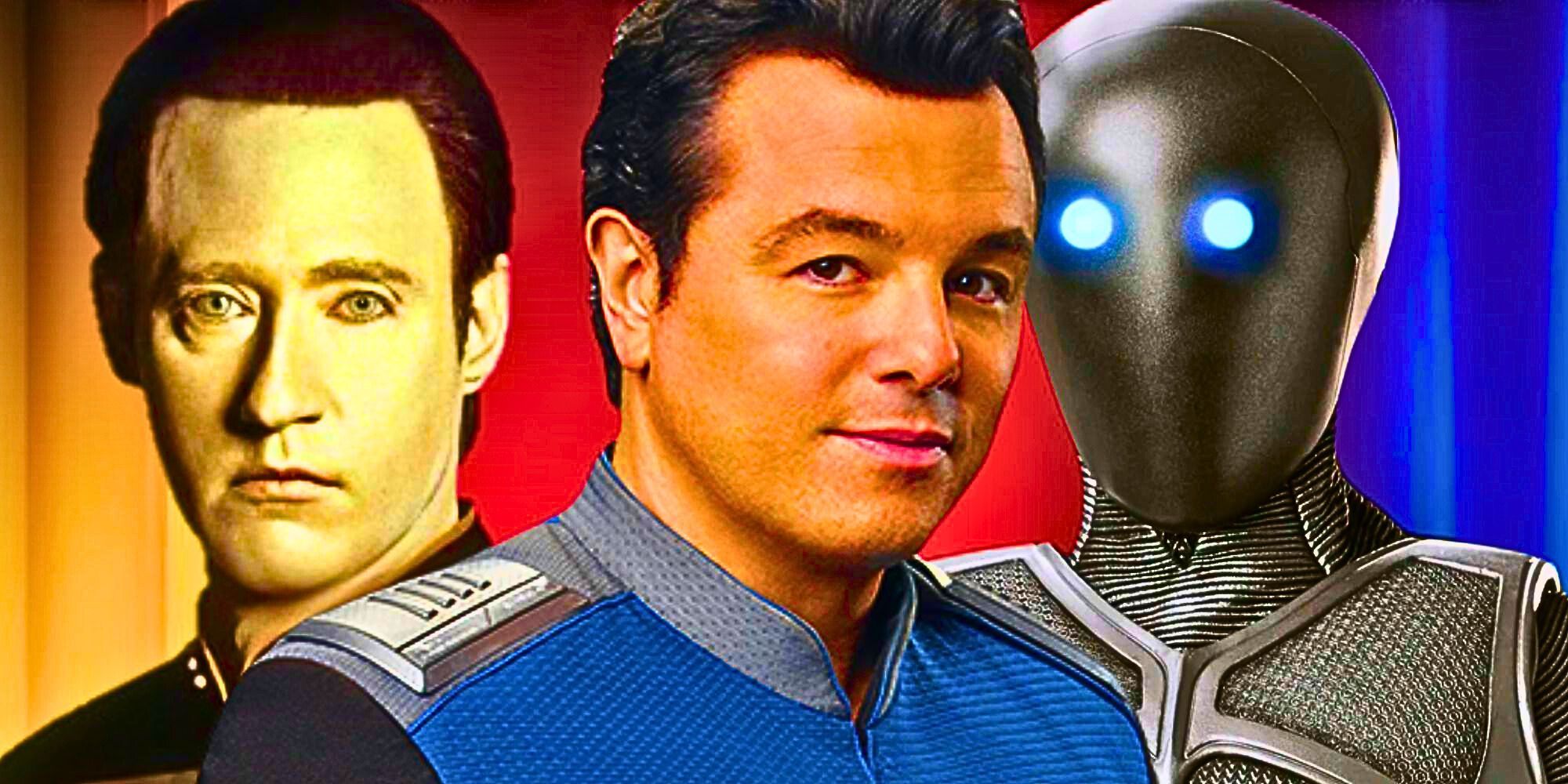 A custom image of Data from Star Trek: The Next Generation and The Orville's Ed Mercer and Isaac