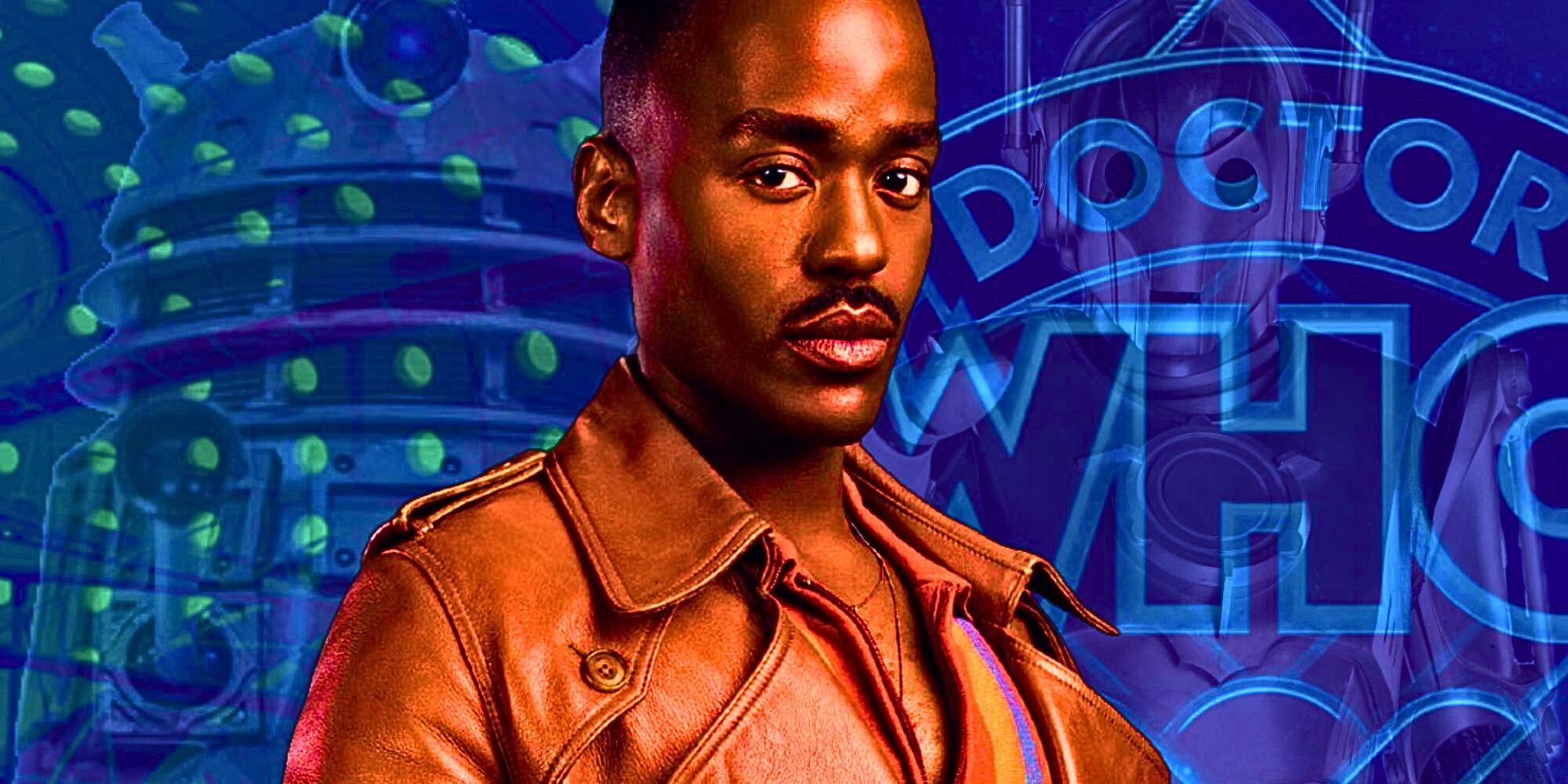 A custom image of Ncuti Gatwa as the Fifteenth Doctor against a backdrop of various Doctor Who imagery