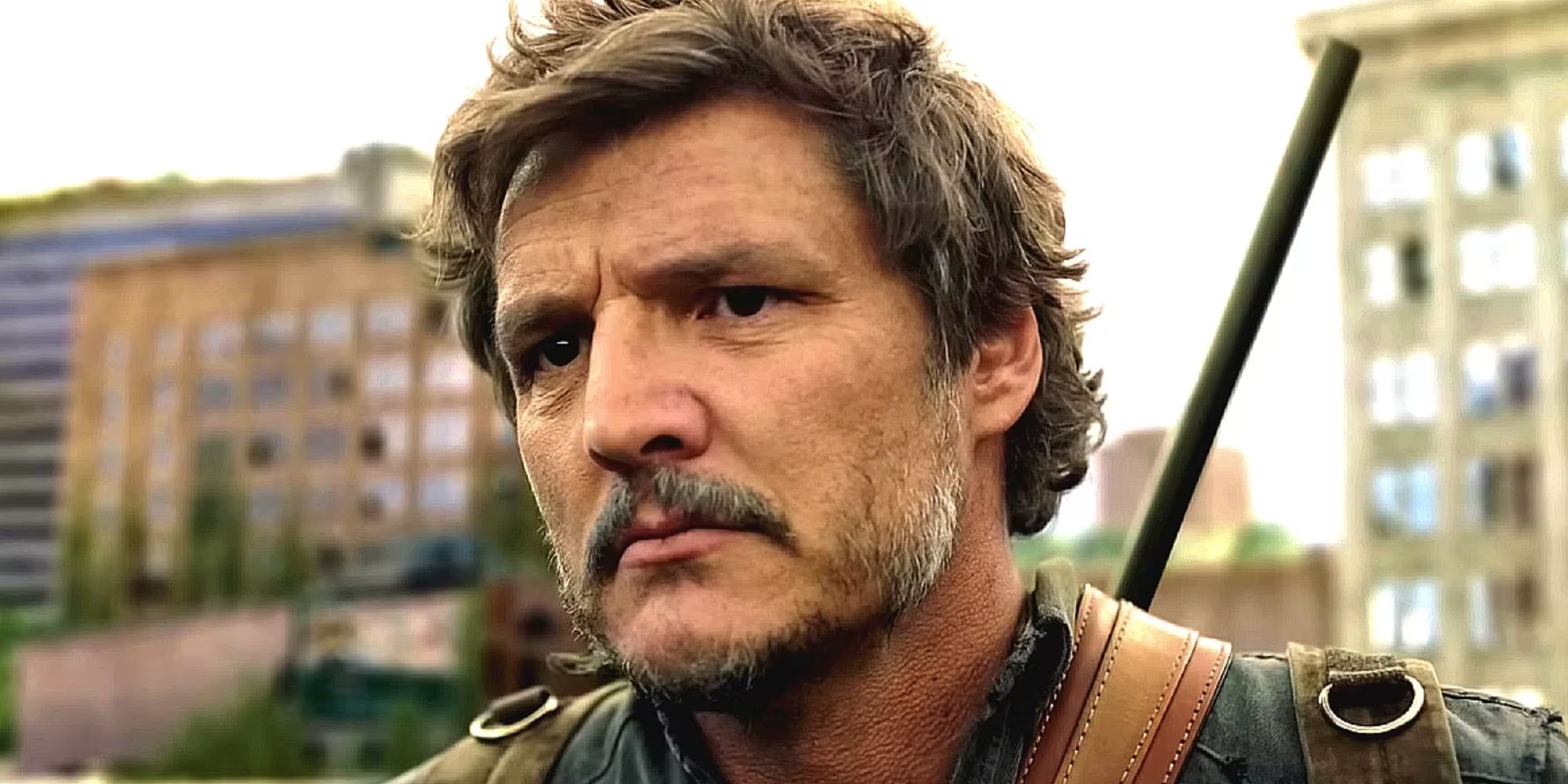 Pedro Pascal looking serious as Joel Miller in The Last of Us