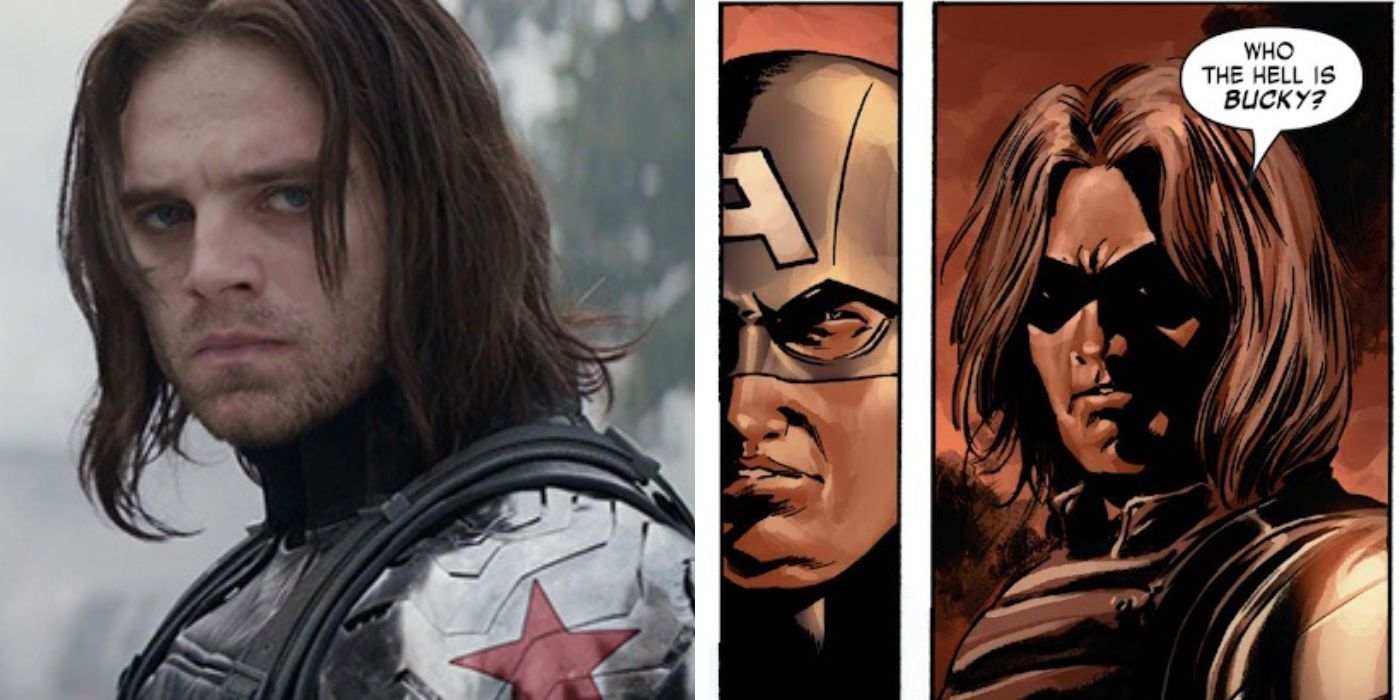 Comparação lado a lado de Bucky sem saber quem ele é no MCU e na Marvel Comics