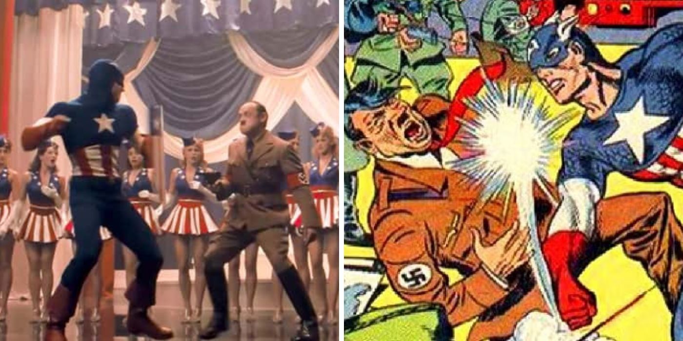 Capitão América socando Hitler no MCU e na Marvel Comics