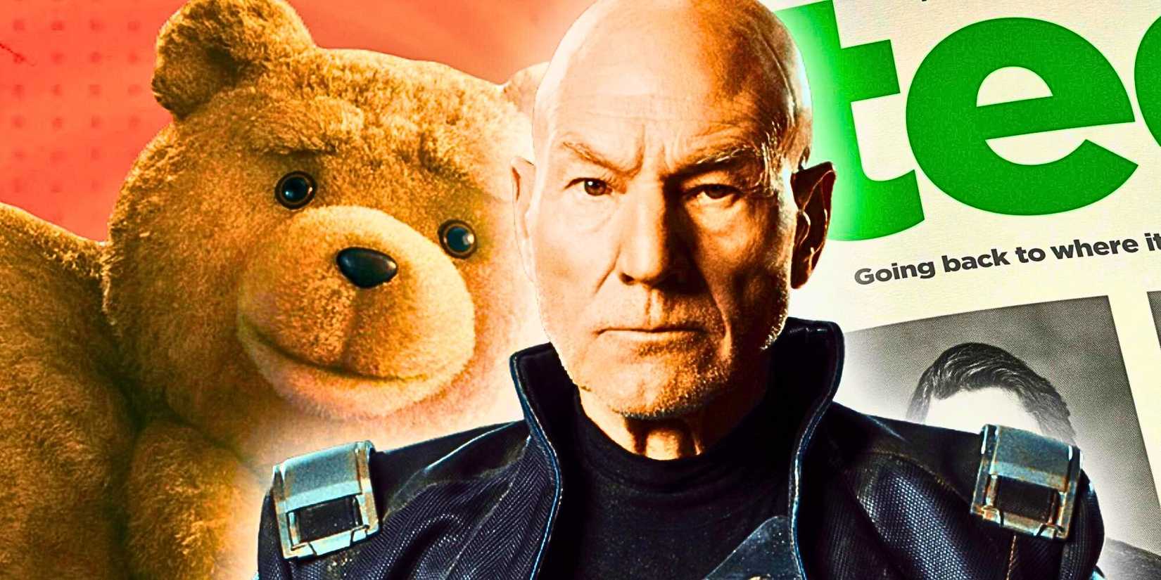 A custom image of Seth MacFarlane's Ted and Patrick Stewart as Professor X