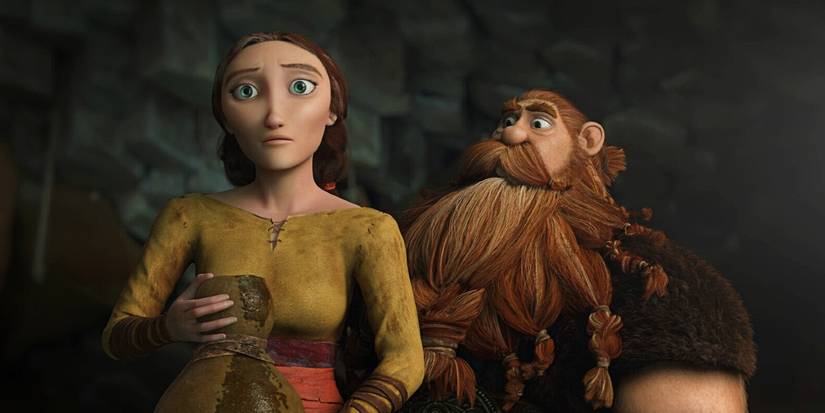 Valka and Stoick looking concerned in How To Train Your Dragon 2