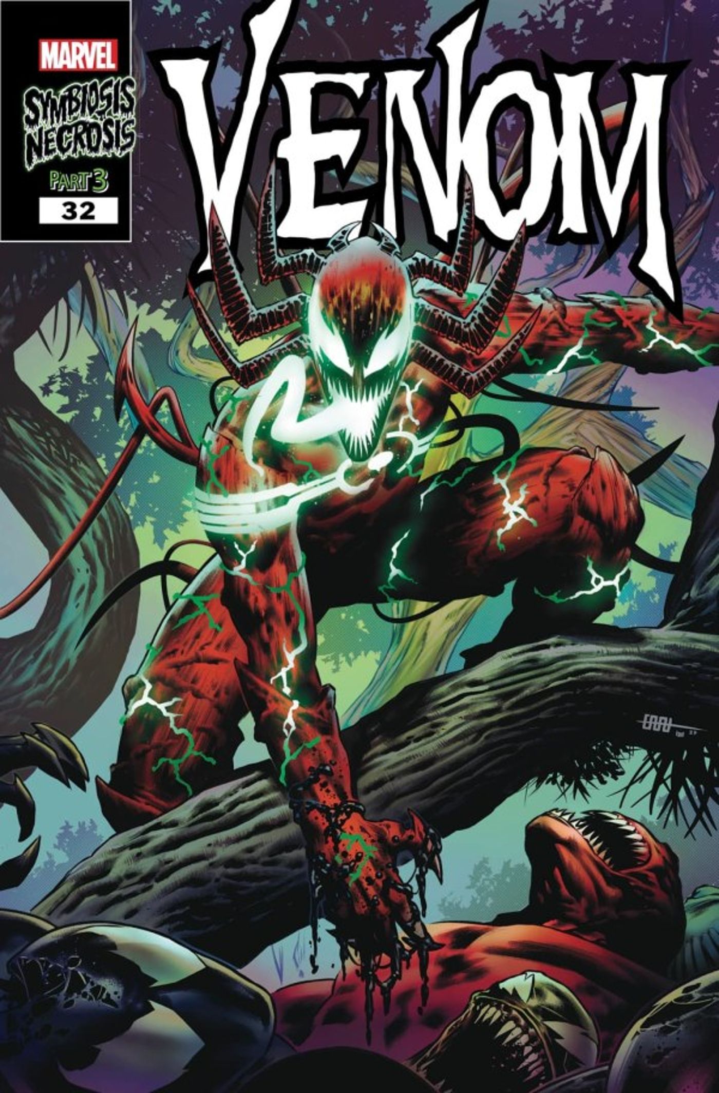 Capa principal de Venom #32 por CAFU, com participação de Carnage
