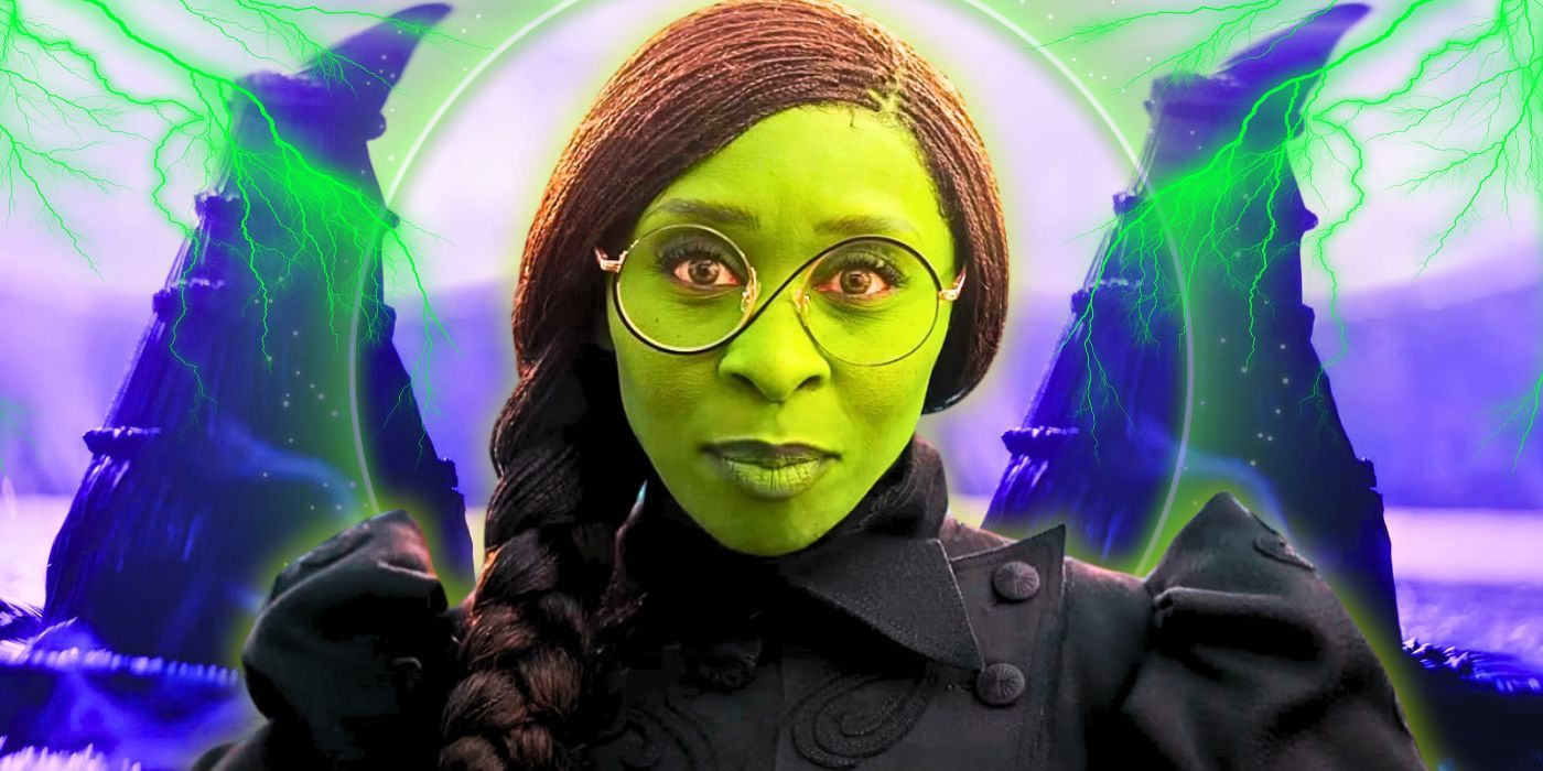 Cynthia Erivo as Elphaba with a braid and glasses in Wicked