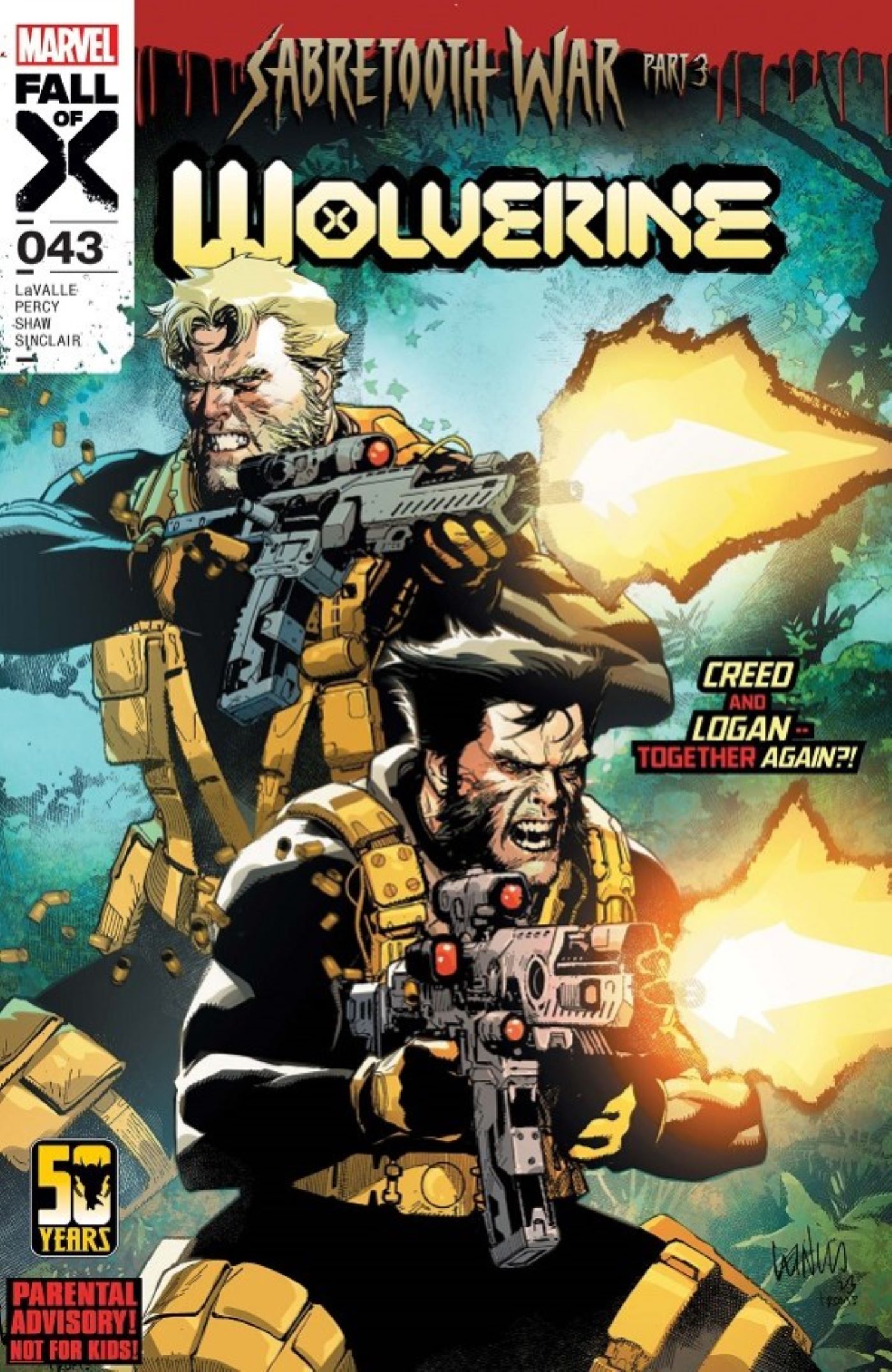 Wolverine #43 Sabretooth and Logan on the cover