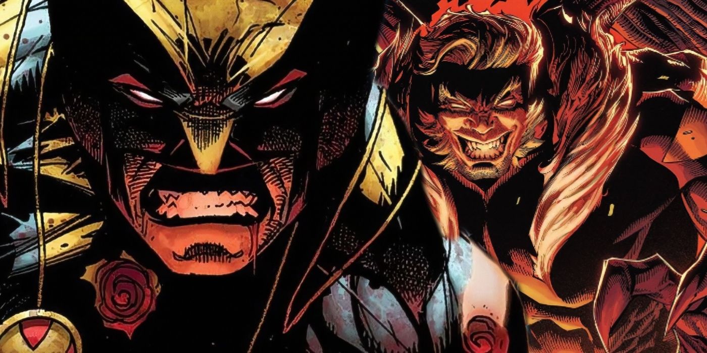 Wolverine (izquierda) y Sabretooth (derecha) muestran sus dientes. 