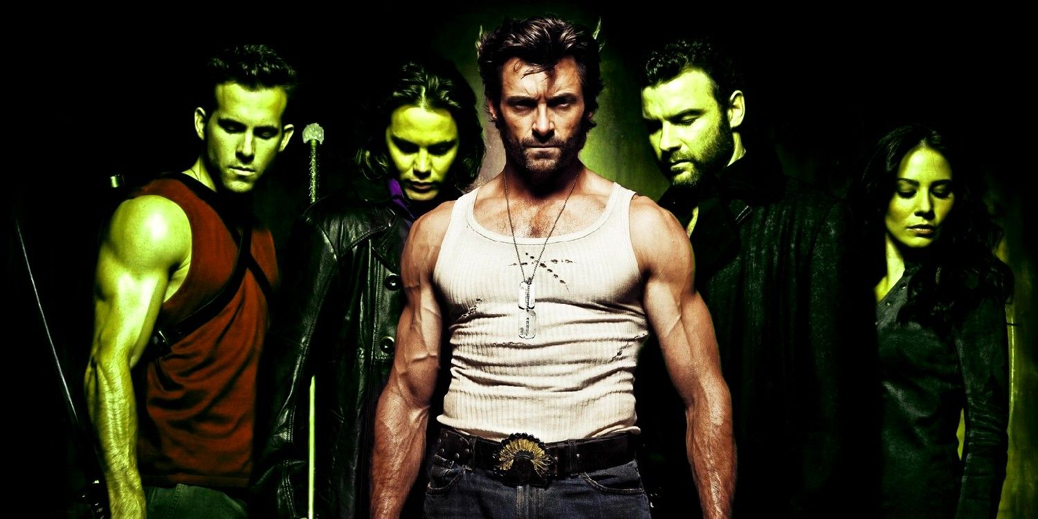 A stylized image of the characters from X-Men Origins: Wolverine, including Wolverine, Deadpool, Gambit, Sabretooth, and Silver Fox