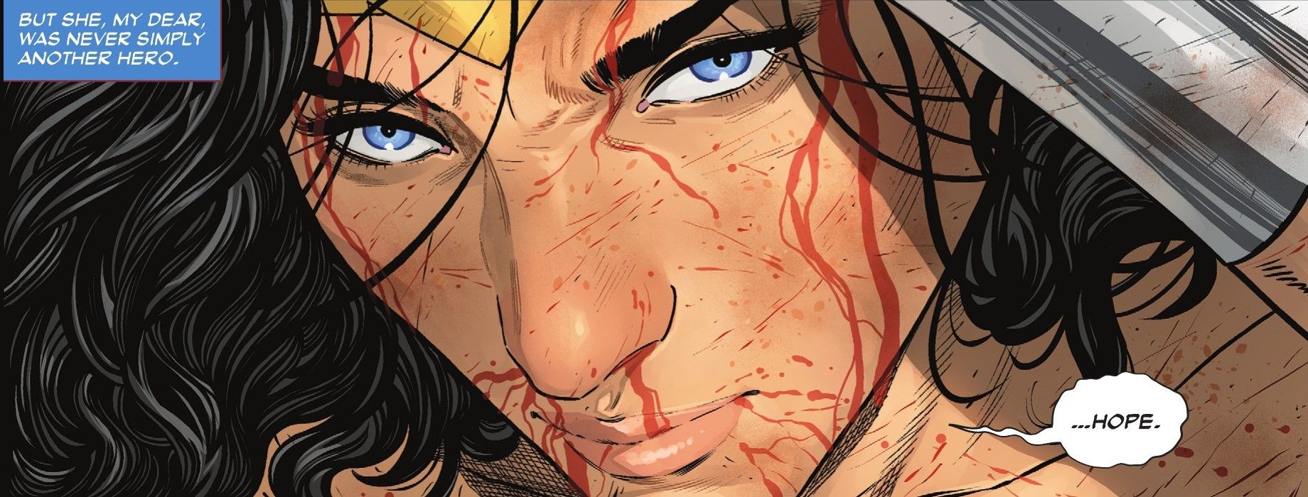 Wonder Woman #6 a bloody Diana sasying Hope