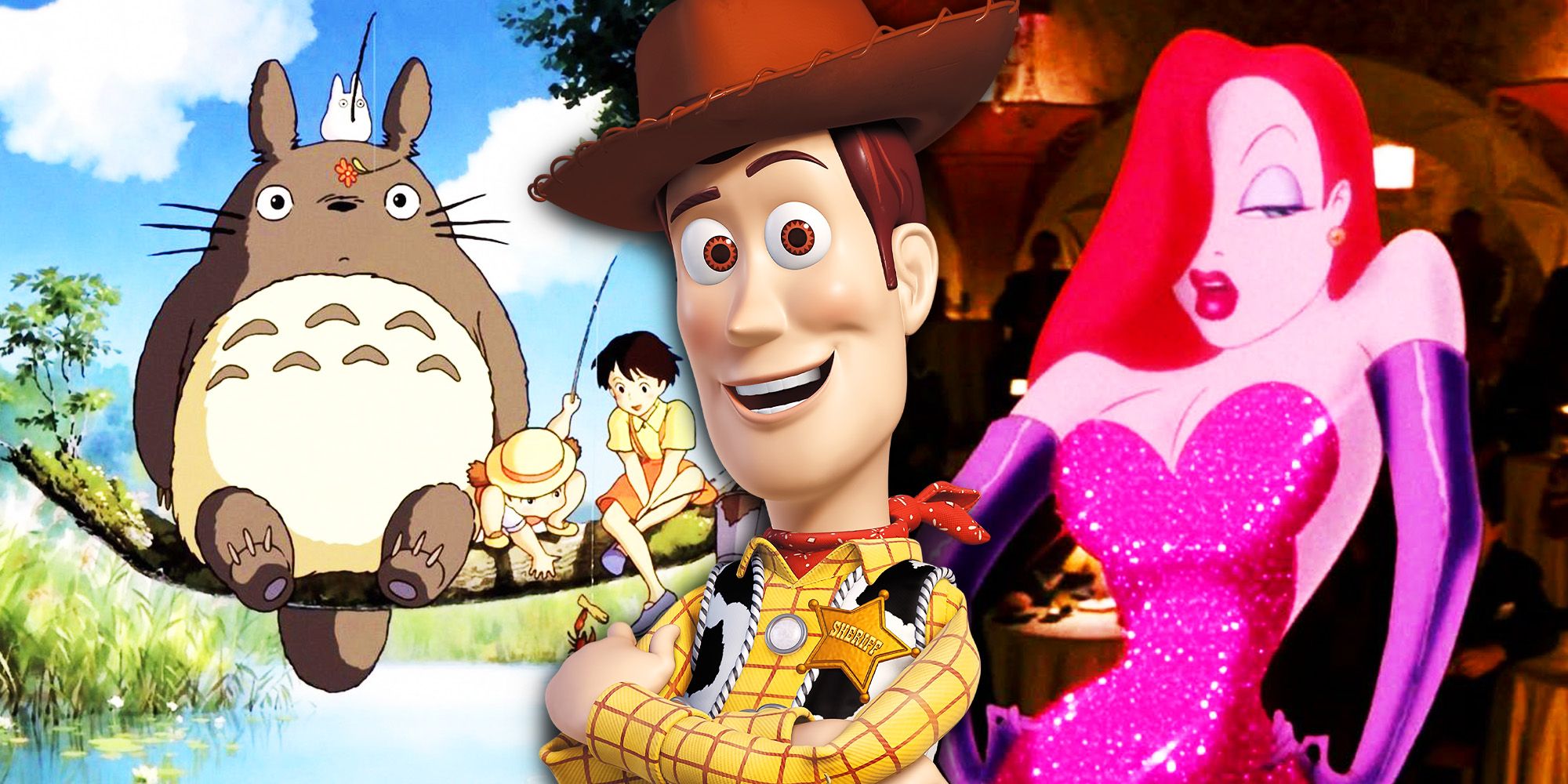 Woody from Toy Story, Totoro and Jessica Rabbit