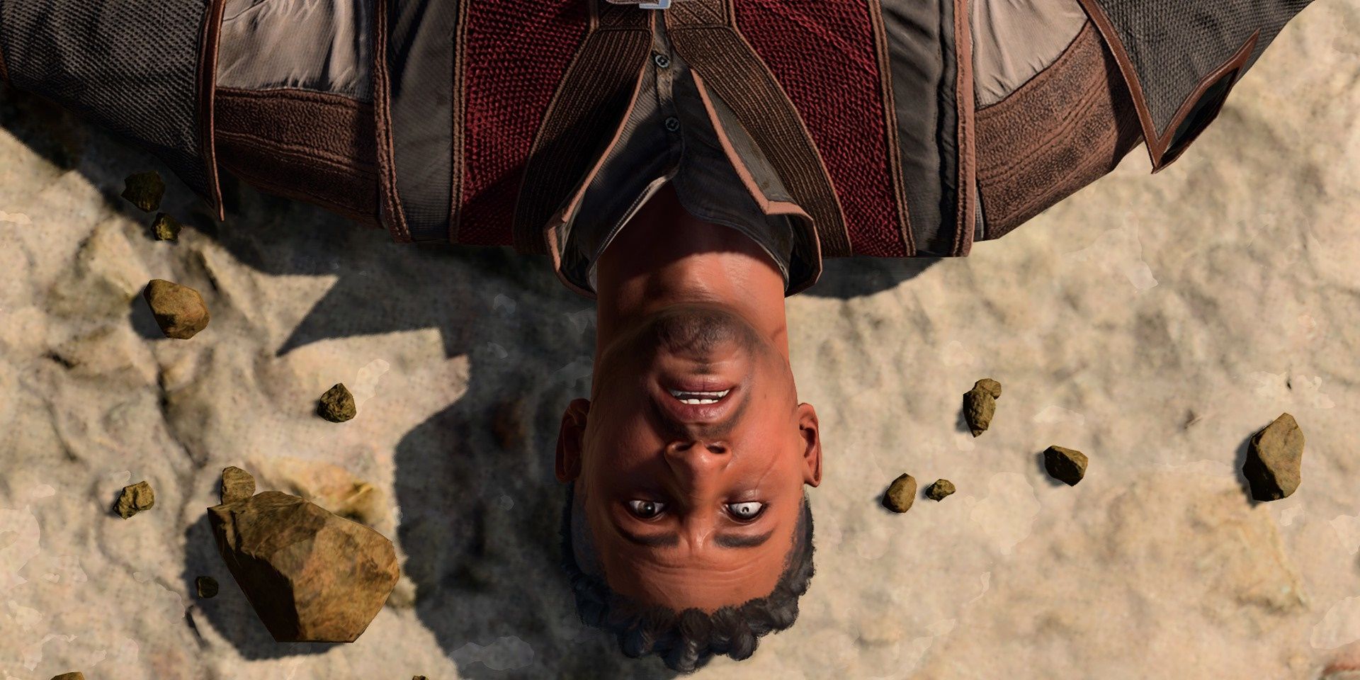 Wyll waking up on the beach at the start of Baldur's Gate 3