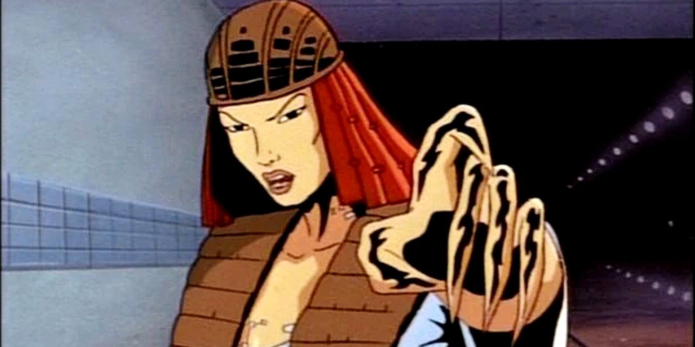 x-men a série animada, lady deathstrike apontando o dedo