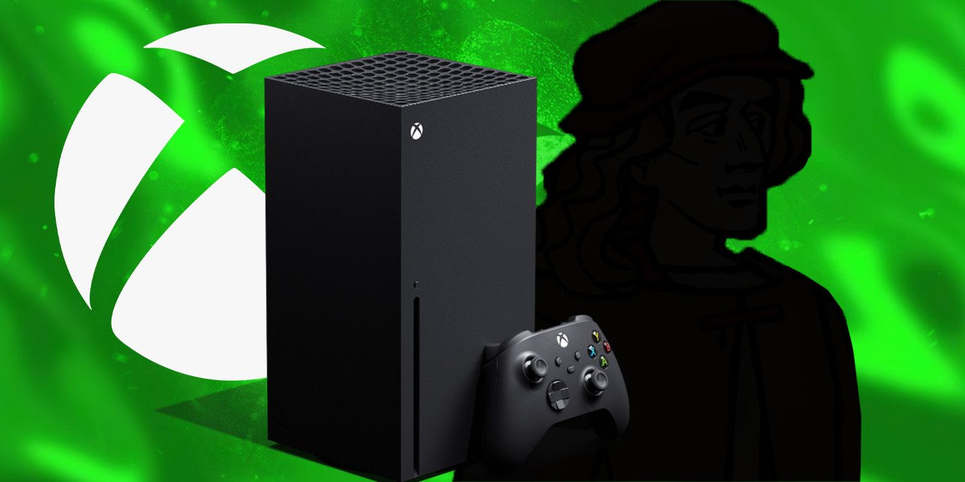 Xbox Series X console with silhouette.