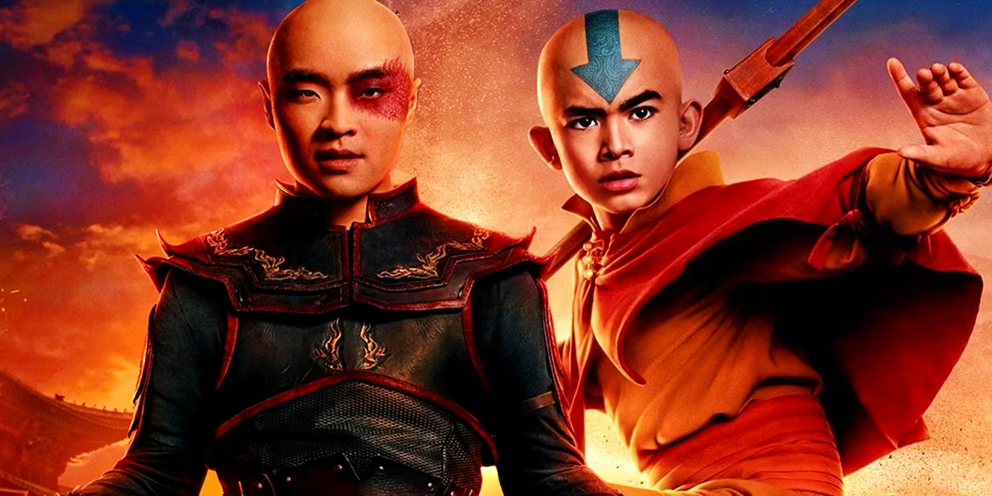 Zuko and Aang in their character posters for Netflix's The Last Airbender