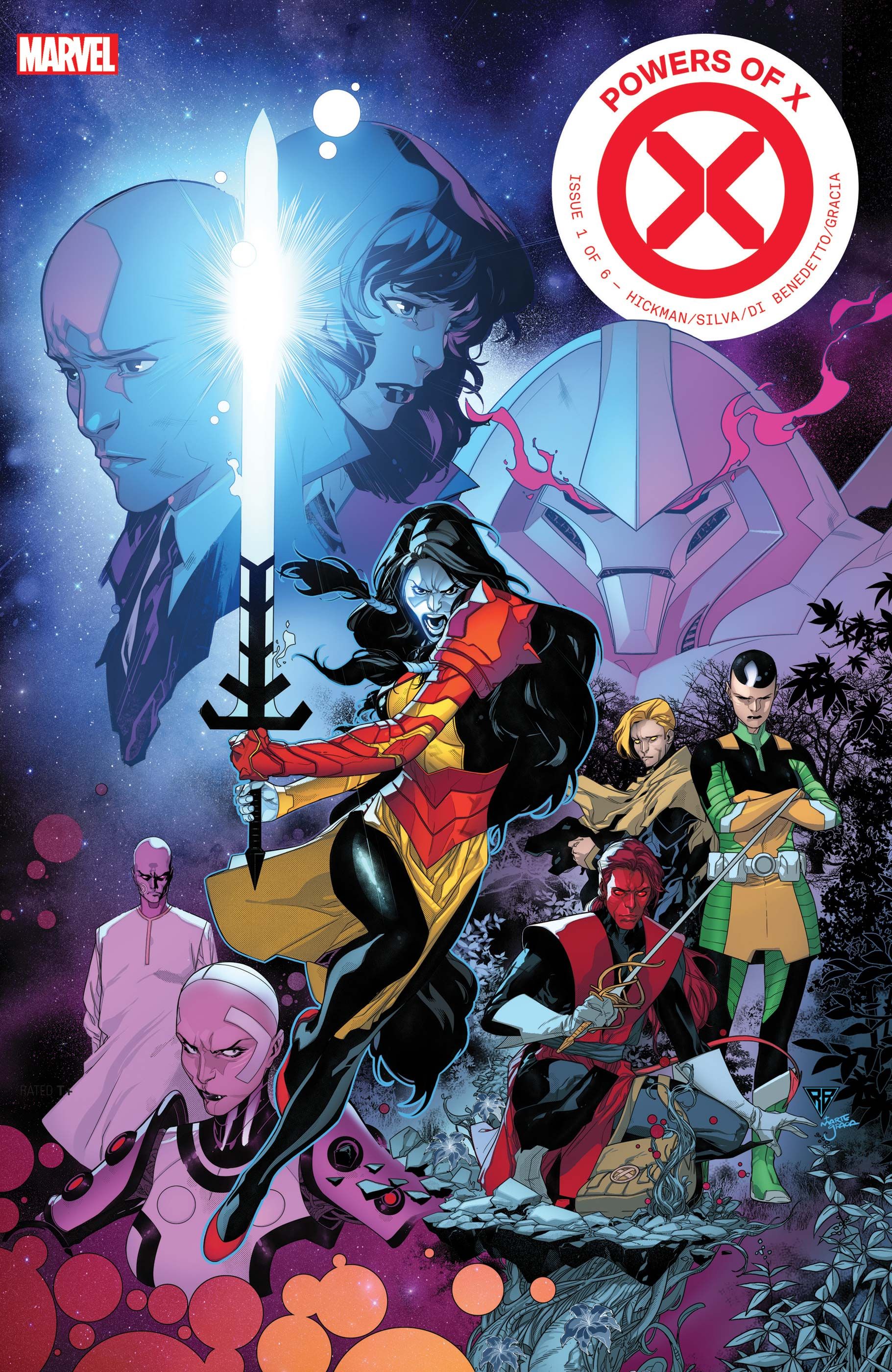 R.B. Silva and Marte Gracia's cover to Powers of X #1, featuring the newly introduced mutant character Rasputin IV