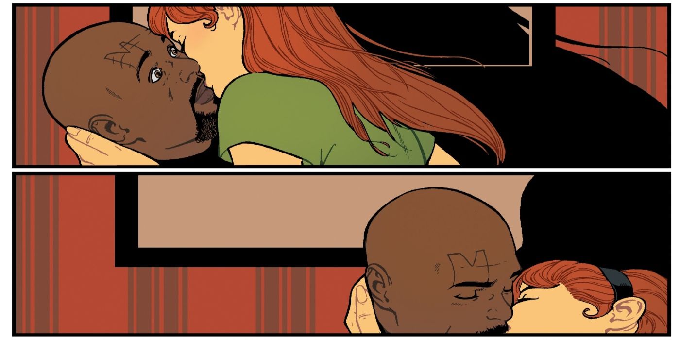 Bishop beijando Jean Grey em Age of X-Man.