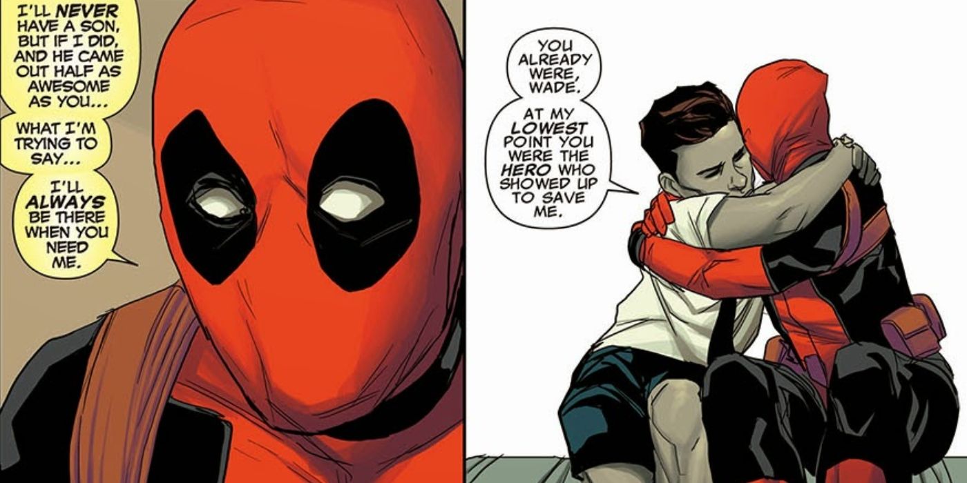 Deadpool sendo mentor de Kid Apocalypse. 