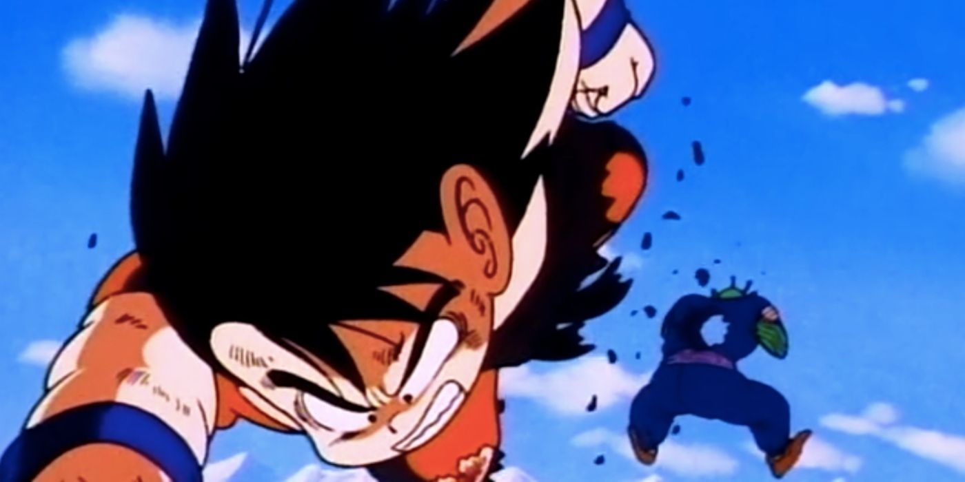 Goku matando o Rei Piccolo em Dragon Ball.