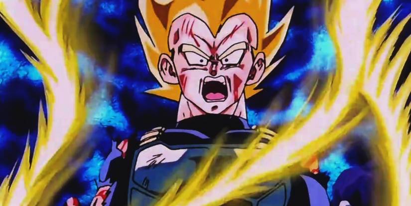 Vegeta going Super Saiyan for the first time in Dragon Ball Z.