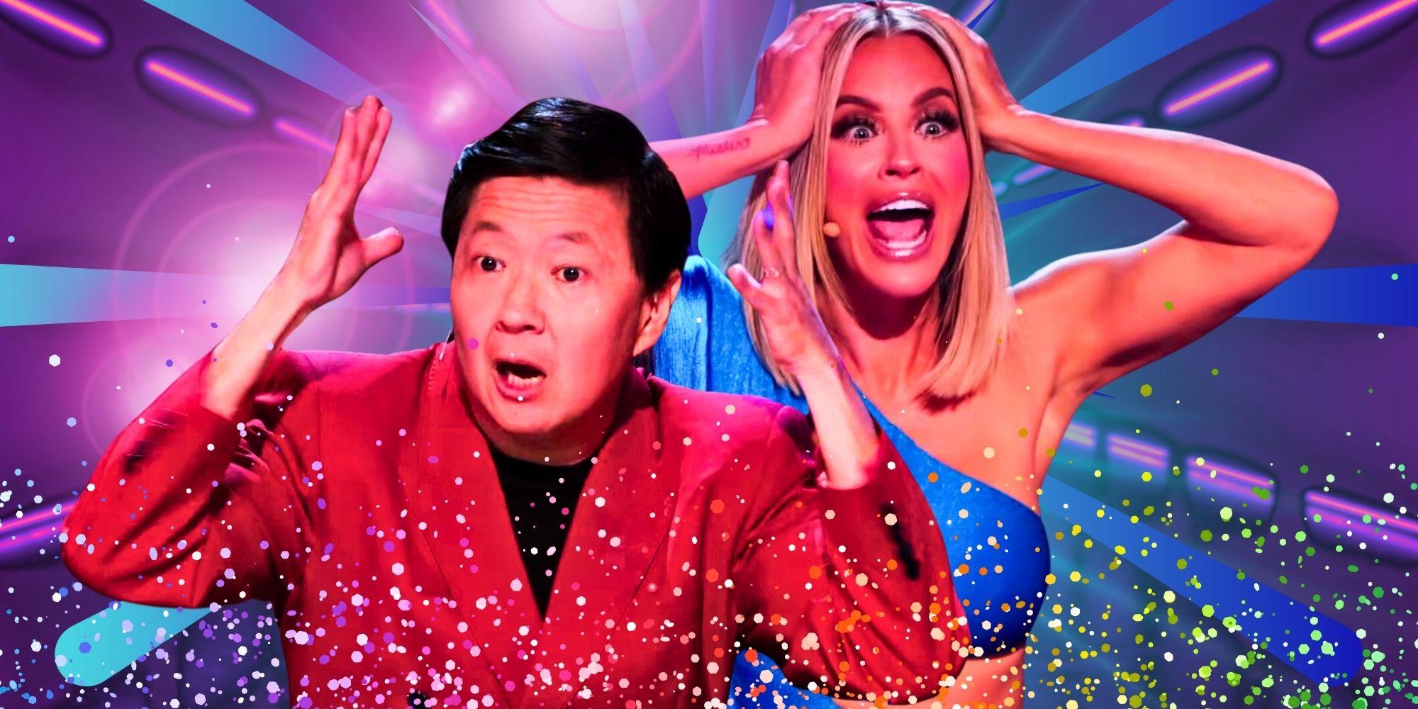 The Masked Singer's Ken Jeong and Jenny McCarthy looking shocked