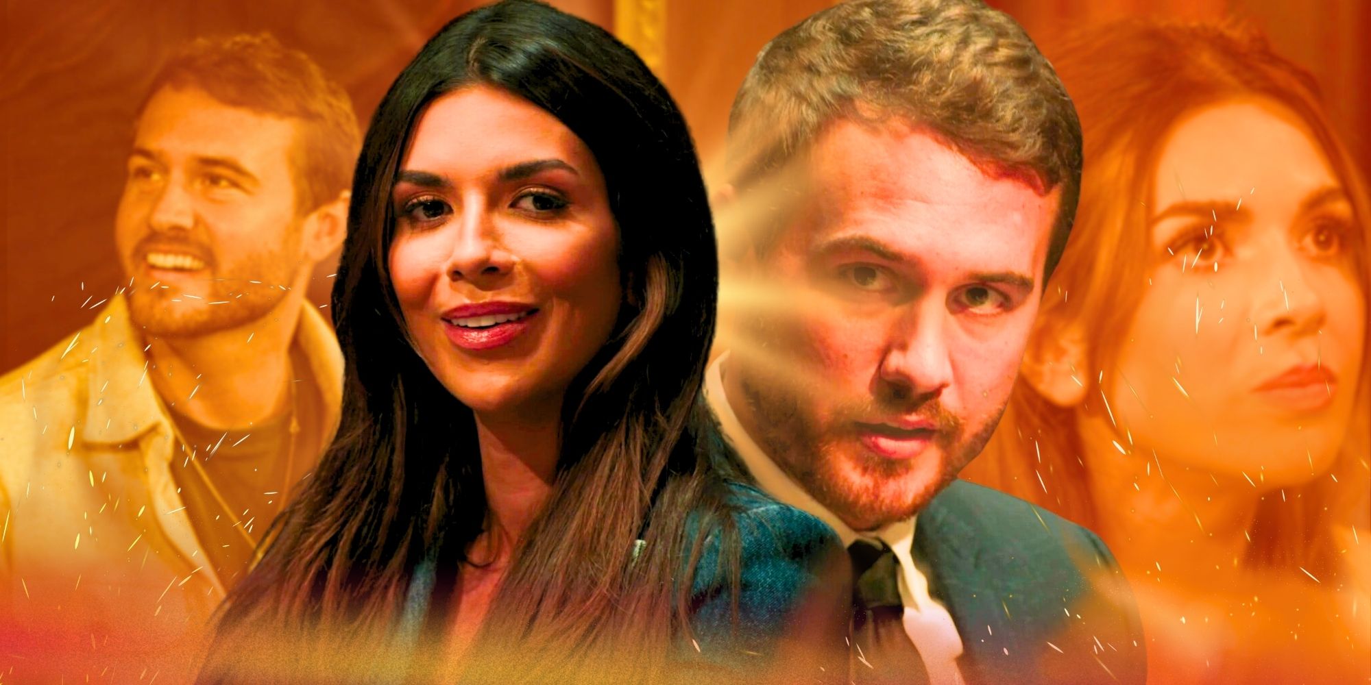 Montage of The Traitors’ Peter Weber and Ekin-Su smiling