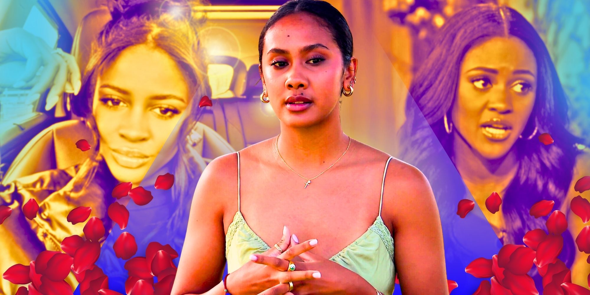 The Bachelor&rsquo;s Rachel Nance and montage of The Bachelorette&rsquo;s Charity Lawson, looking serious