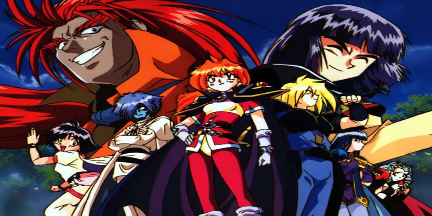 The cast of Slayers in an official visual from the anime