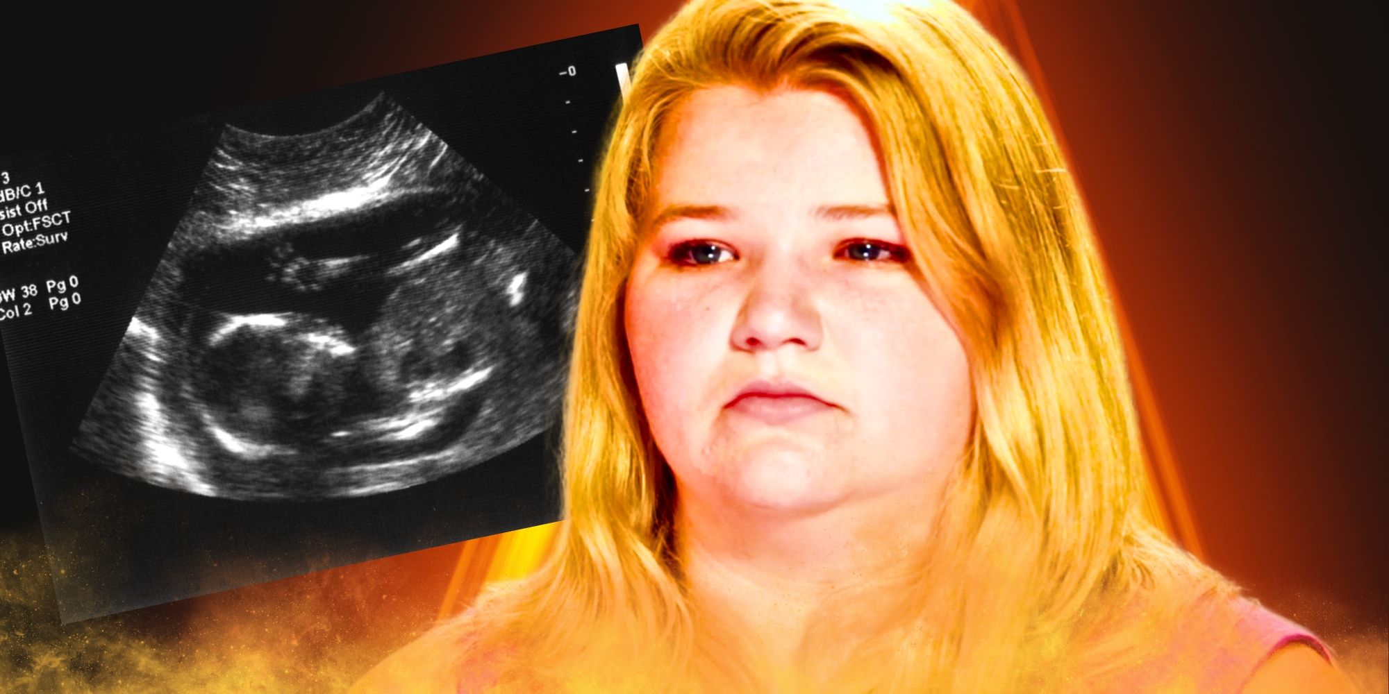 90 Day Fiancé’s Nicole Nafziger looking emotional, with sonogram behind her