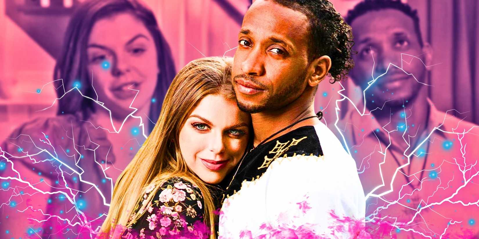  90 Day Fiancé Ariela Weinberg wearing floral dress and Biniyam Shibre in traditional white shirt hugging each other