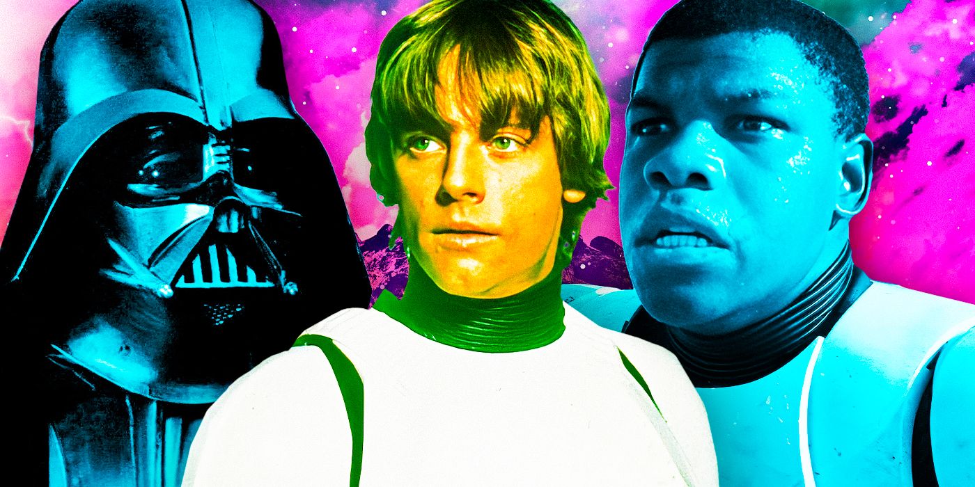 John Boyega as Finn from Star Wars VII & Luke Skywalker & Darth Vader from Star wars IV