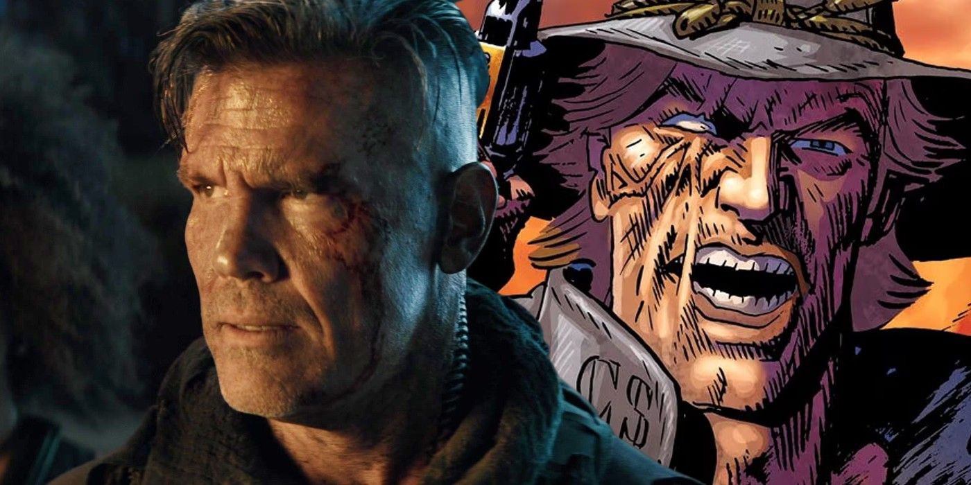 A split image of Cable in Deadpool 2 and Jonah Hex in a DC Comic