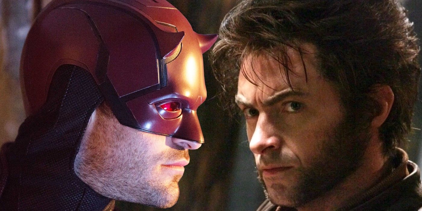 A split image of Daredevil from his Netflix show and Wolverine from X2