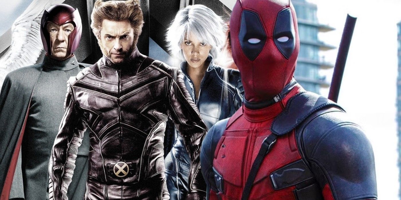 A split image of Deadpool from Deadpool 2 and Magneto, Wolverine, and Storm from X-Men 3