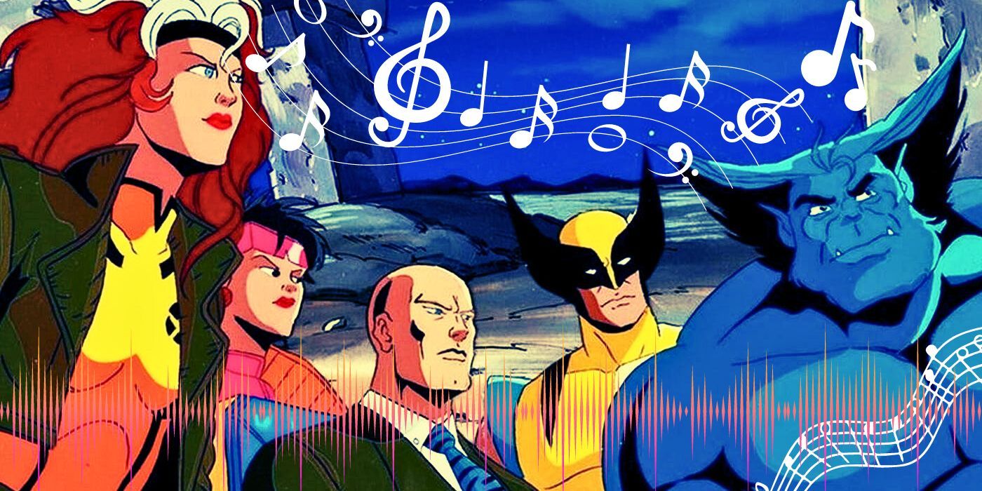 A still from X-Men The Animated series with music notes playing around them