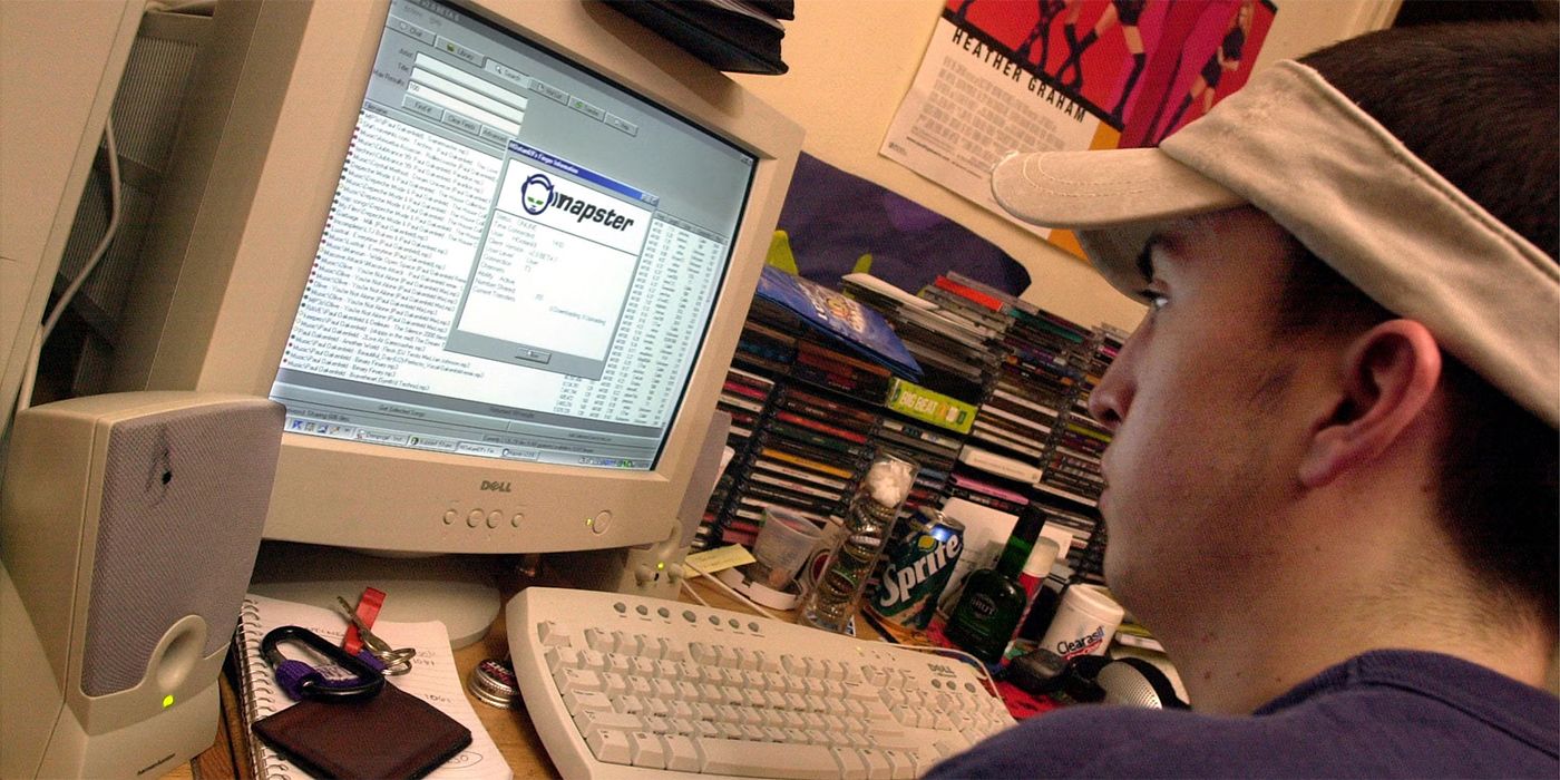 a student using Napster in 2001