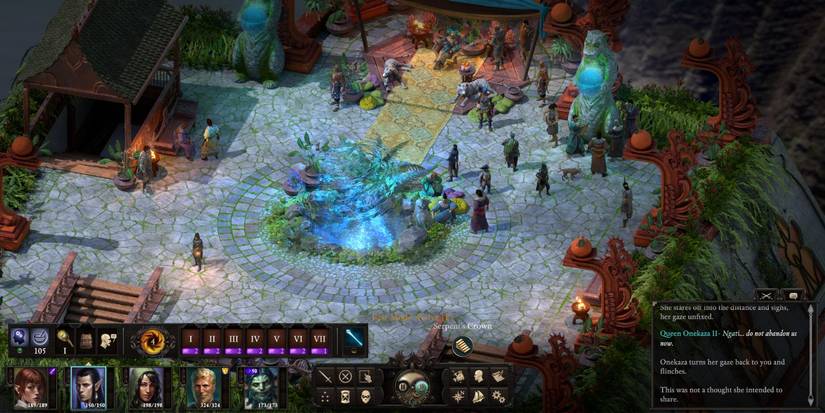 Players exploring a town in Pillars of Eternity 2 Deadfire.